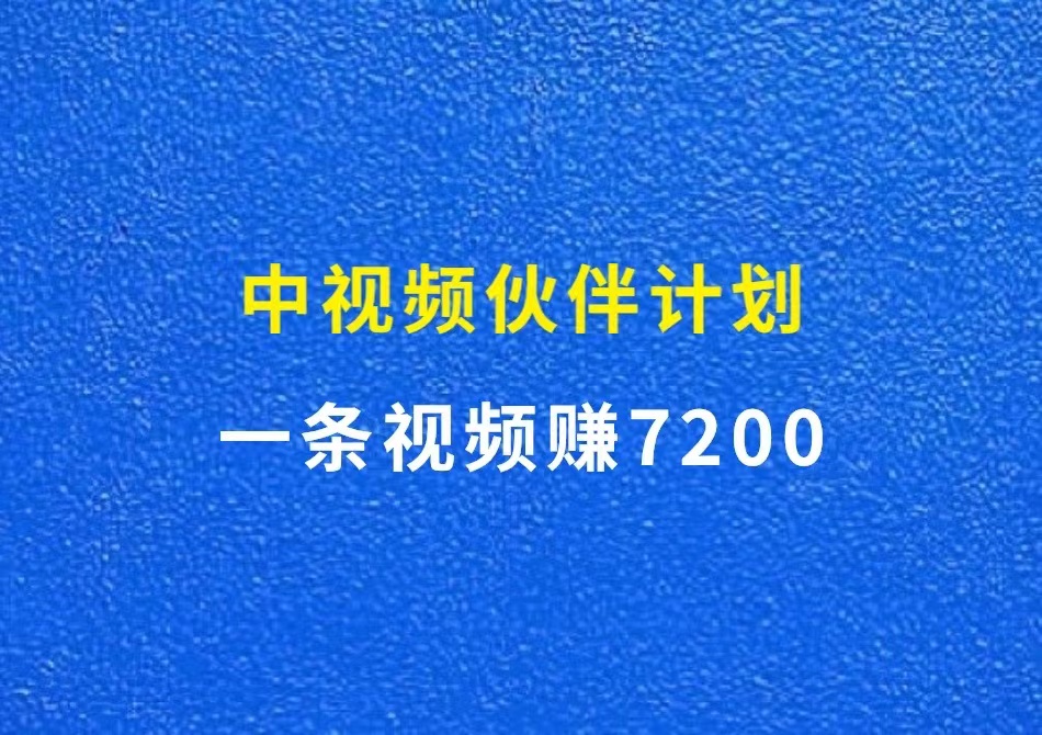 中视频伙伴计划，一条视频赚7200