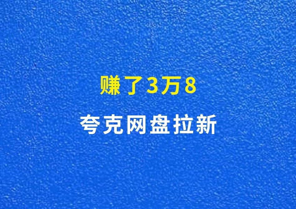 夸克网盘拉新项目，赚了3.8W（教程+渠道+陪跑群）