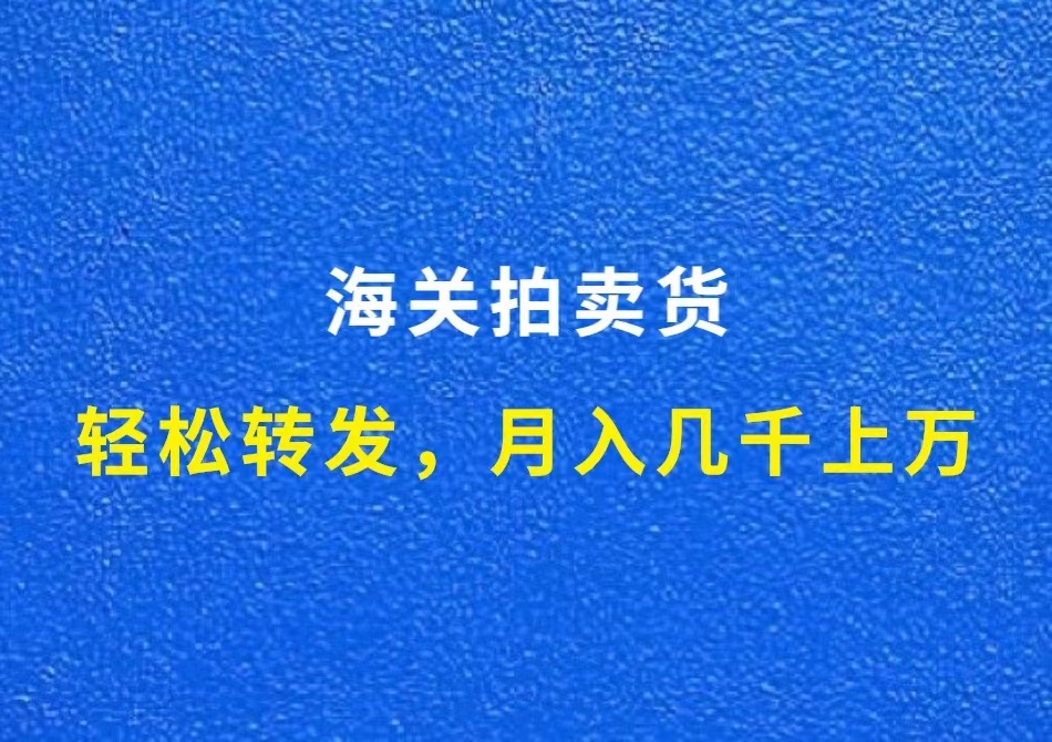 海关拍卖货，轻松转发，月入几千上万